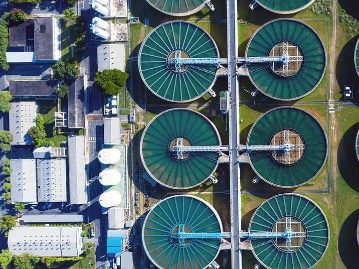 Circular clarifiers from above